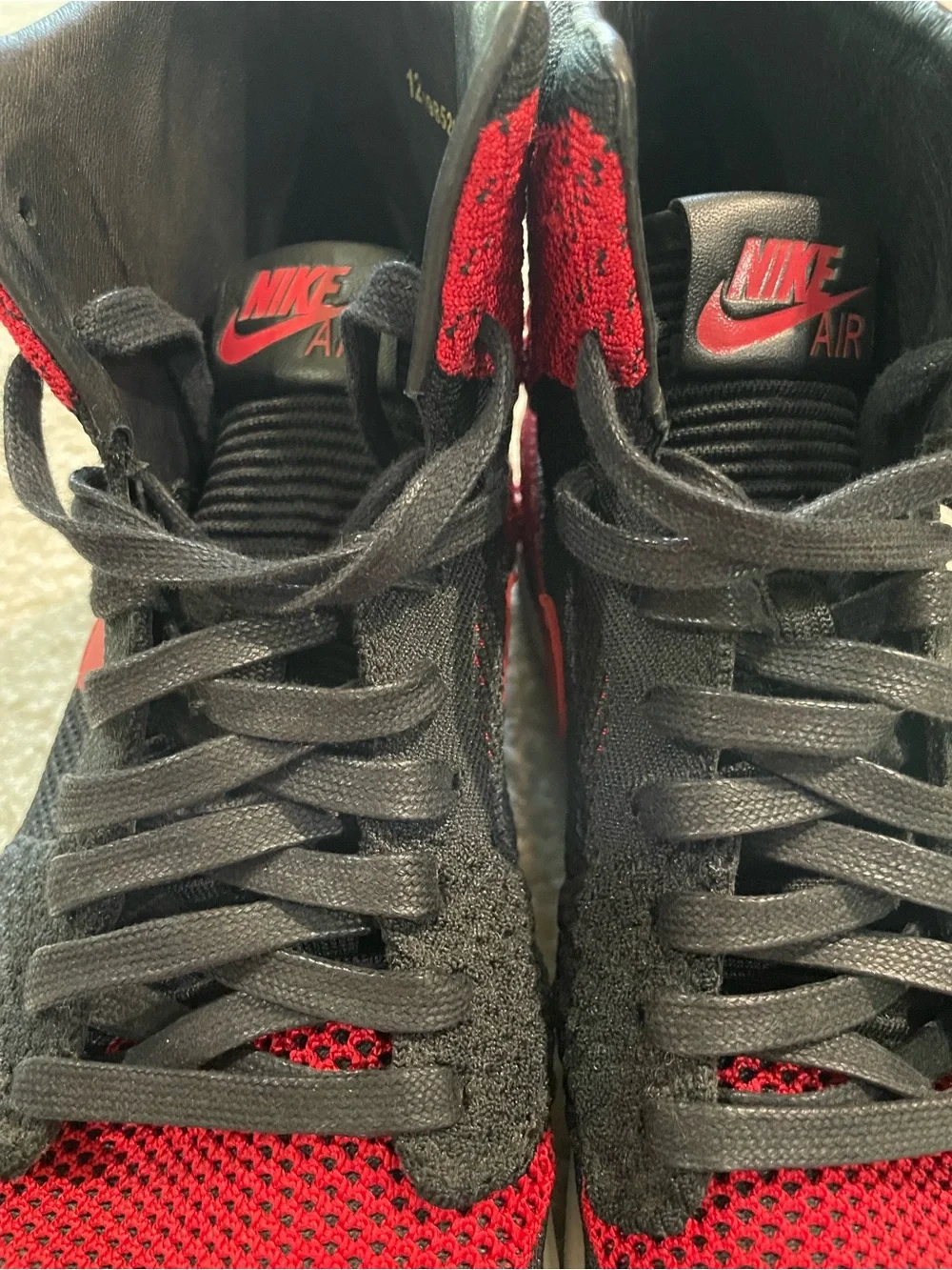 Nike Air Jordan 1 Retro High OG Flyknit 'Bred' - Red & Black Men’s Size 12